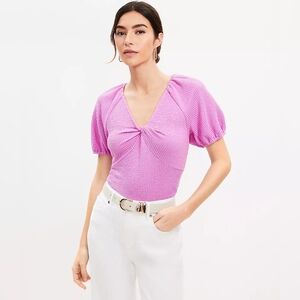 LOFT | Seersucker Twist Puff Sleeve Top